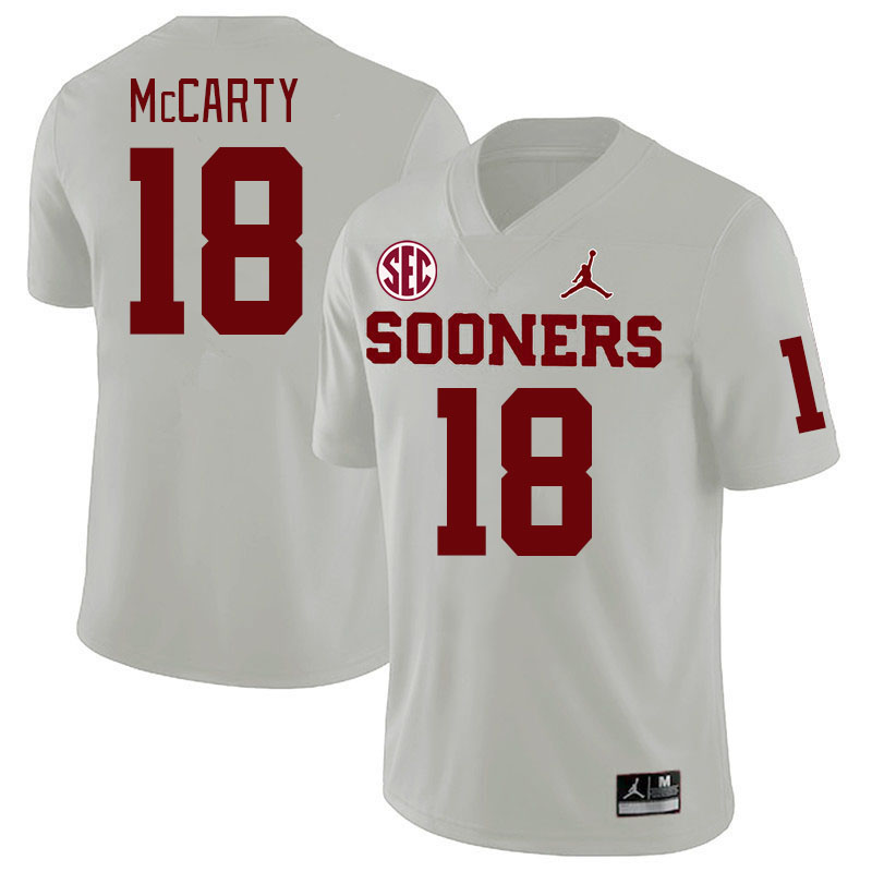 #18 Erik McCarty Oklahoma Sooners 2024 SEC Conference College Football Jerseys-White